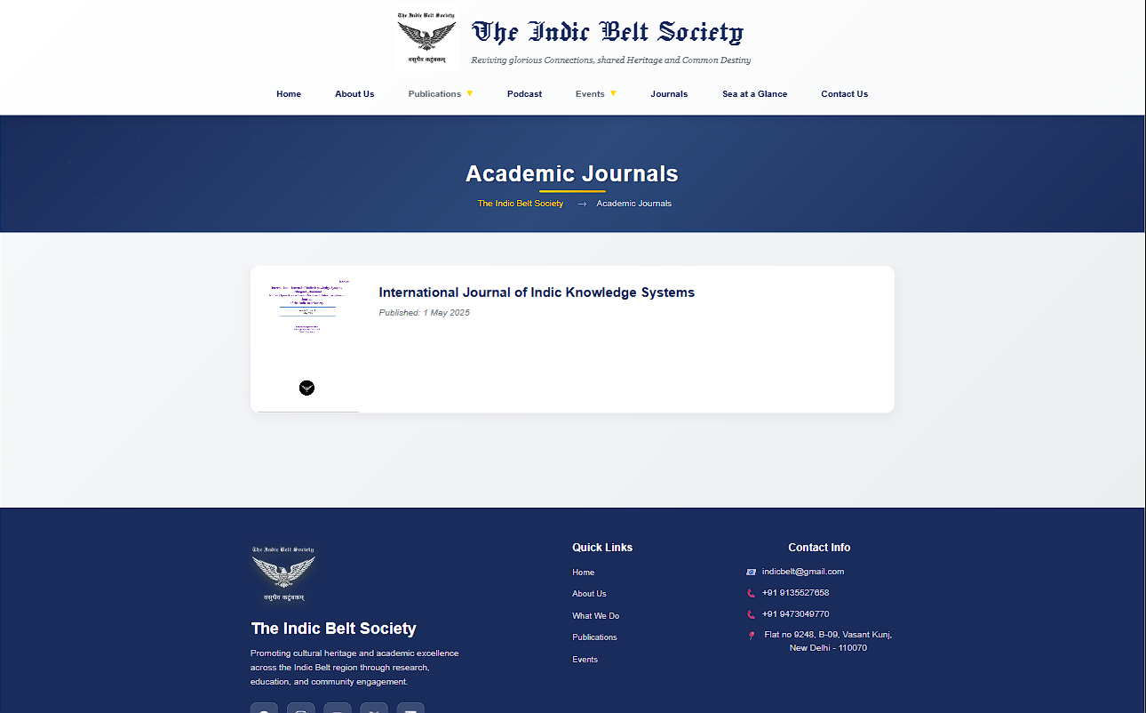 Indic Belt Society - Article Page